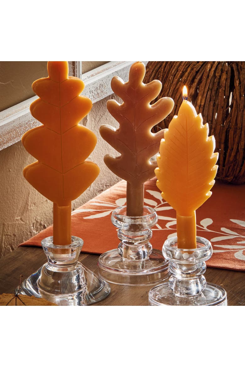 Fall Leaf Taper Candles Multicolor Thanksgiving Decor, Alternate, color, Multicolored