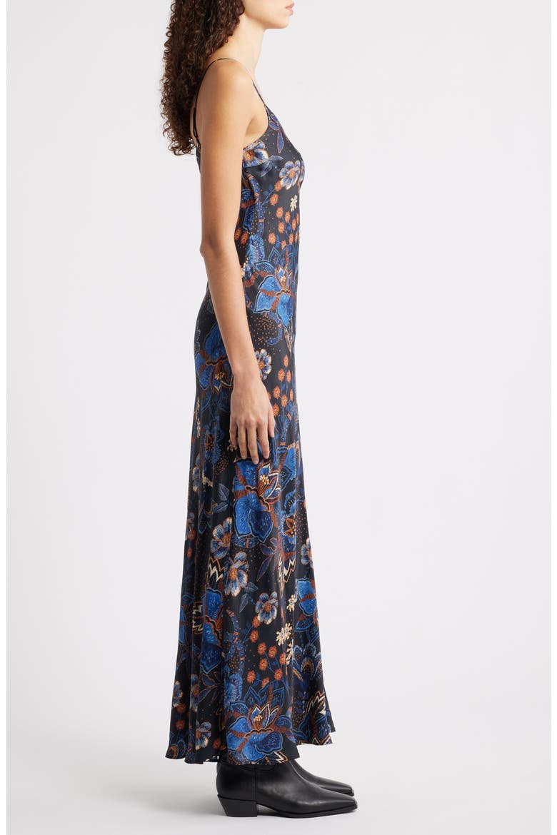 Snakes Bouquet Maxi Slip Dress, Alternate, color, BLACK