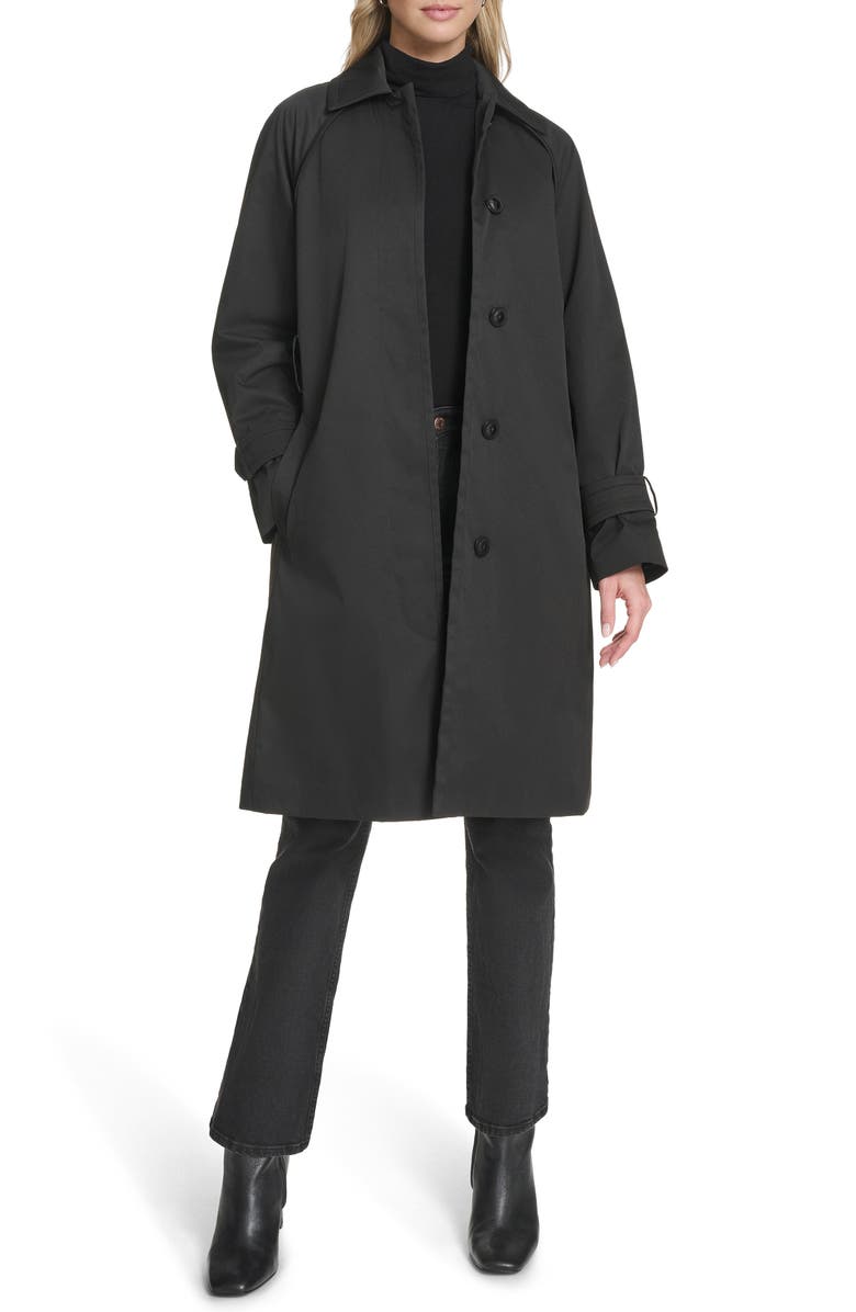 Cole Haan Water Resistant Twill Coat, Alternate, color, Black