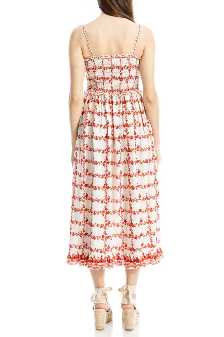 Ruffle Printed Midi Sundress, Alternate, color, WHITE/ RED
