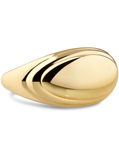Contour-lined Dome Ring in Gold Plated Sterling Silver