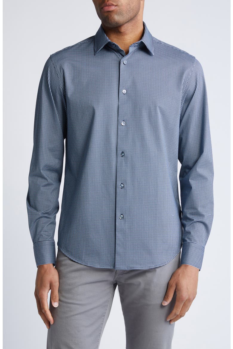 James OoohCotton® Micropattern Button-Up Shirt, Main, color, NAVY