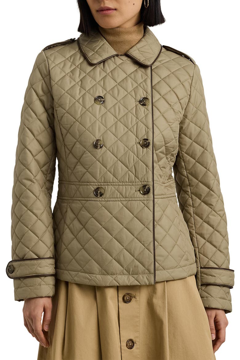 Double Breasted Quilted Jacket, Main, color, BIRCH TAN