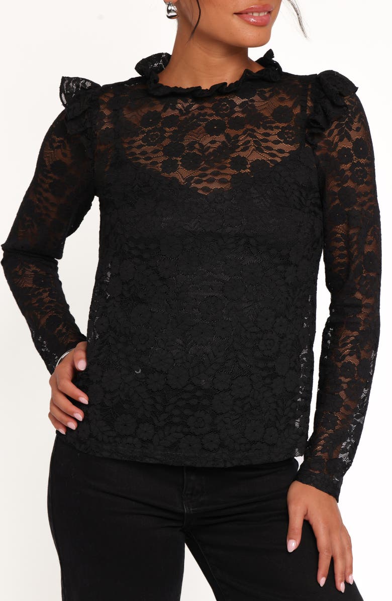 Petal & Pup Lettie Lace Long Sleeve Top, Alternate, color, Black
