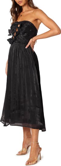 Mila Strapless Bow Cutout Midi Dress