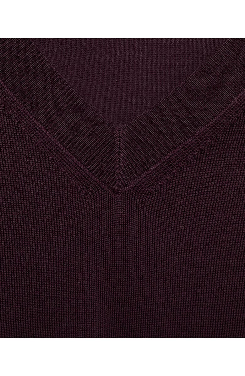 MANGO Selection V-Neck Short Sleeve Wool Sweater, Alternate, color, Wine