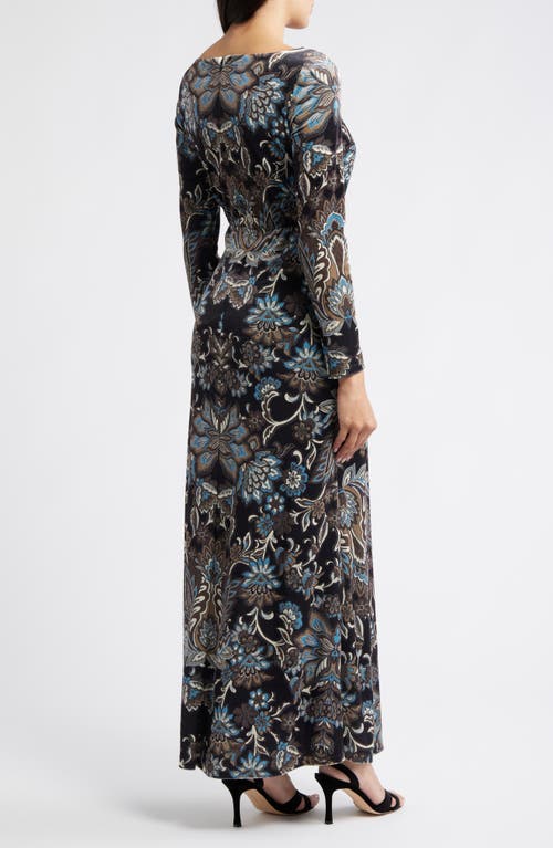 Julia Jordan Paisley Floral Long Sleeve Gown In Animal Print