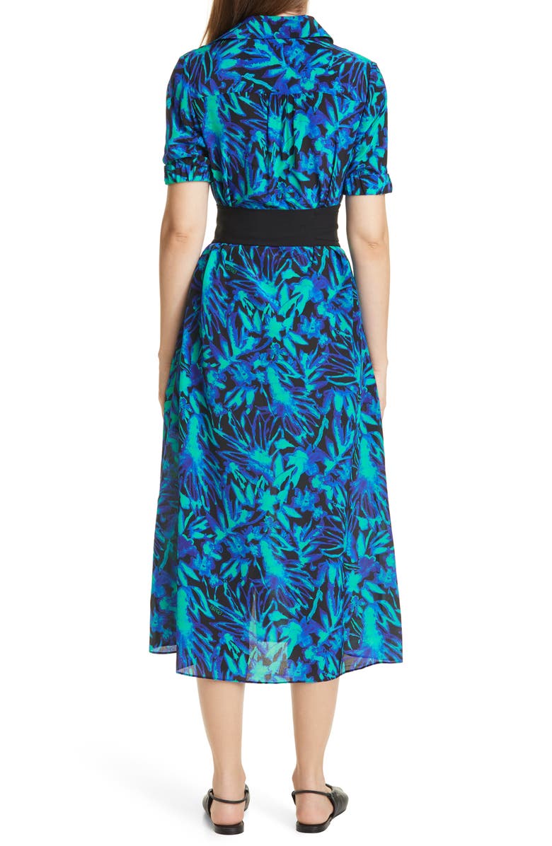 Dyvna Floral Print Short Sleeve Silk Blend Shirt Dress, Alternate, color, 