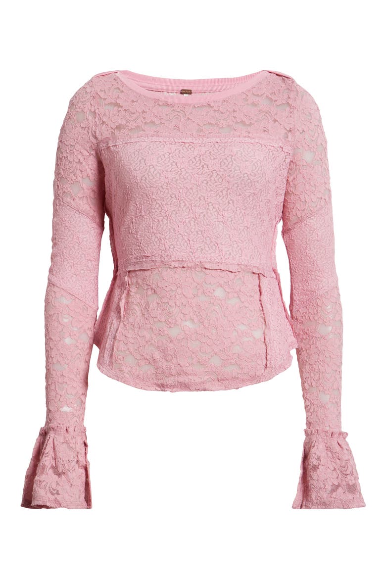 Bell Sleeve Sheer Cotton Blend Lace Top, Alternate, color, ORCHID SMOKE