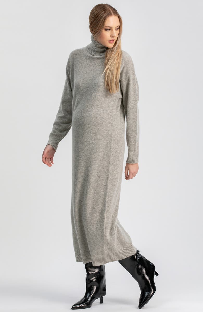 PIETRO BRUNELLI MATERNITY Gressoney Long Sleeve Maternity Sweater Dress, Alternate, color, Light Grey