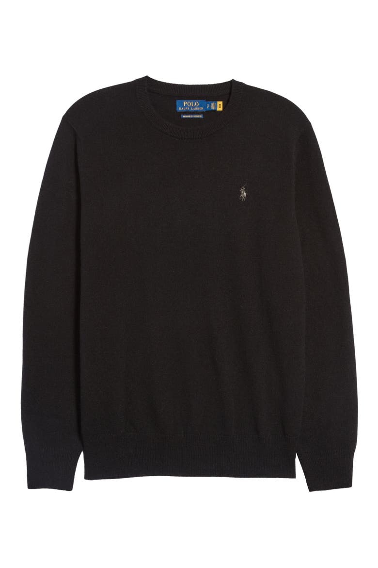 Cashmere Crewneck Sweater, Main, color, POLO BLACK