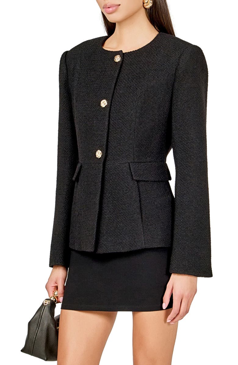 Endless Rose Collarless Blazer, Alternate, color, Black