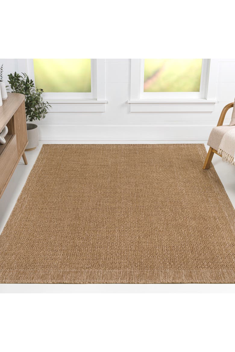 Luma Boho Easy Jute Coastal Border Solid Indoor/Outdoor Area Rug, Alternate, color, Natural