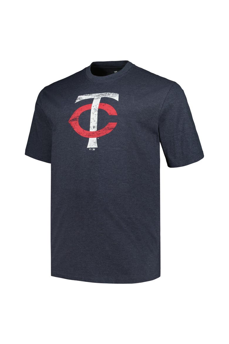 Men's Profile Heather Navy Minnesota Twins Big & Tall Weathered Logo T-Shirt, Alternate, color, Heather Navy