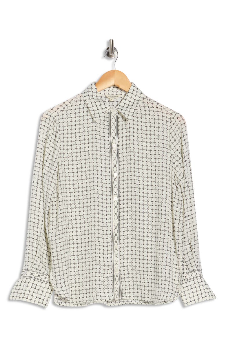 MAX STUDIO Print Button Front Blouse, Alternate, color, Ivory/Black Medallion Dot