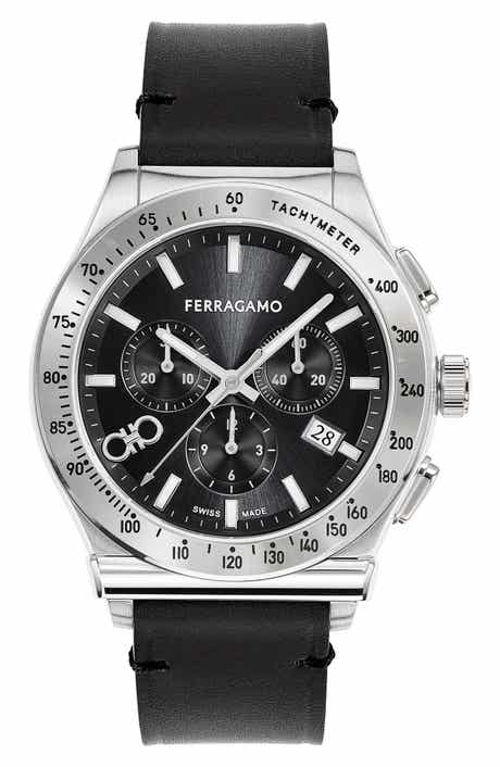 FERRAGAMO 1927 Chronograph Leather Strap Watch, 42mm