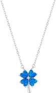 Spero London Blue Opal Four Leaf Clover Sterling Silver Necklace