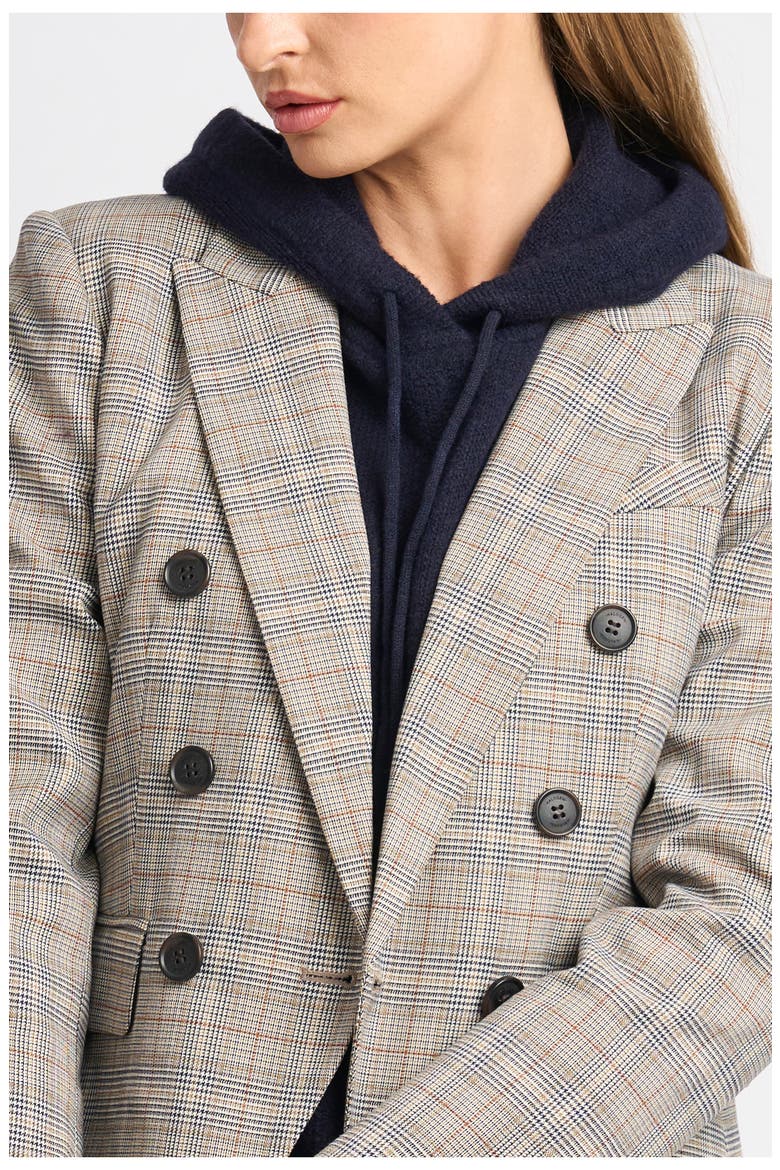 Plaid Double Breasted Blazer, Alternate, color, TOBACCO BROWN