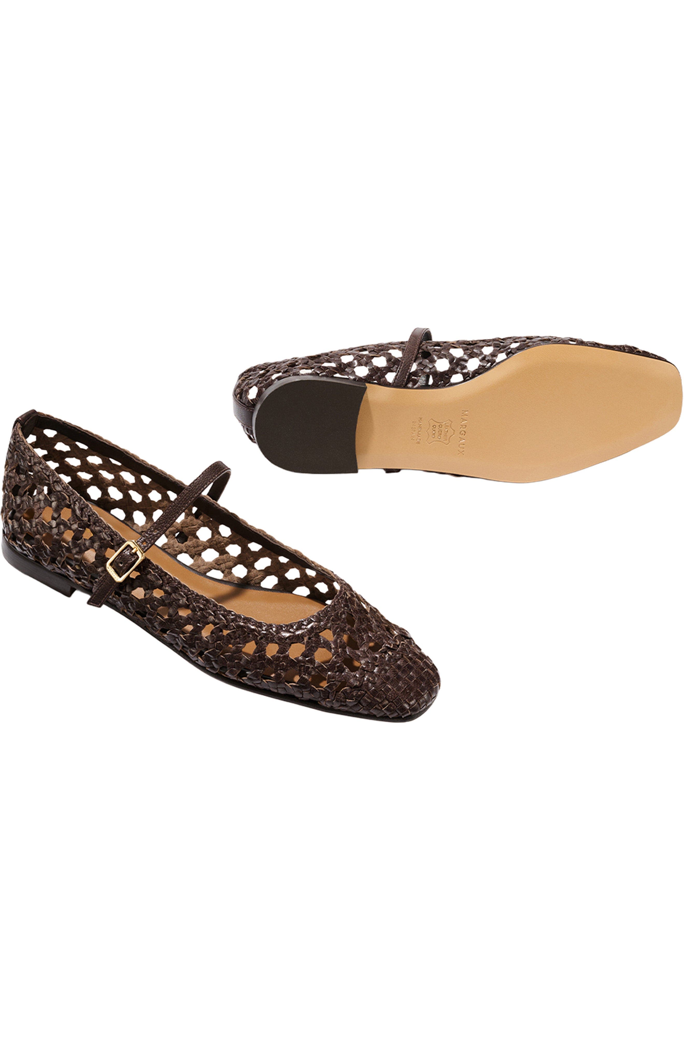 The Woven Fonteyn Jane Flats, Alternate, color, Espresso Leather