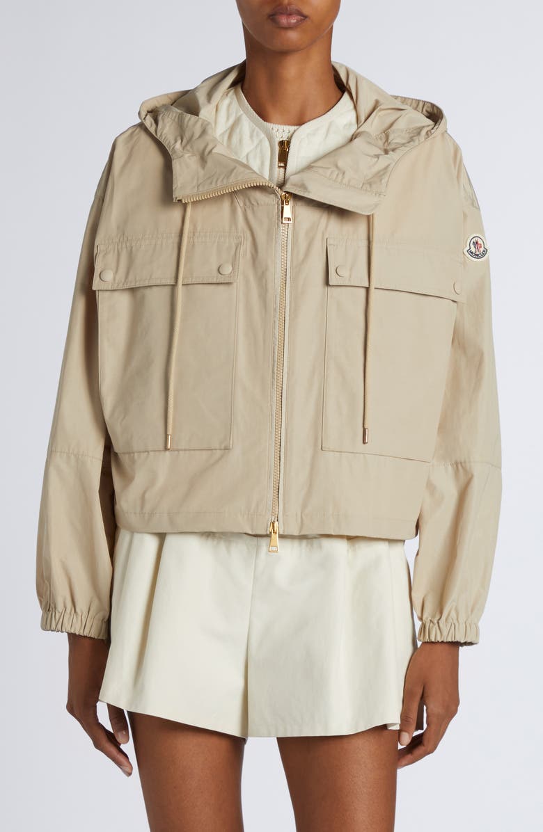 Moncler Sauvan Water Repellent Short Jacket, Alternate, color, Beige
