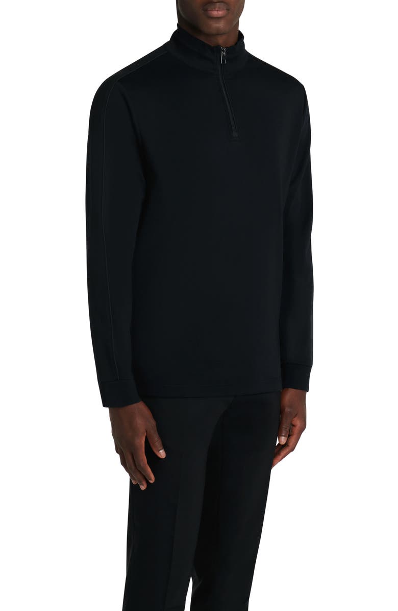 Bugatchi Quarter Zip Sweatshirt, Alternate, color, Black