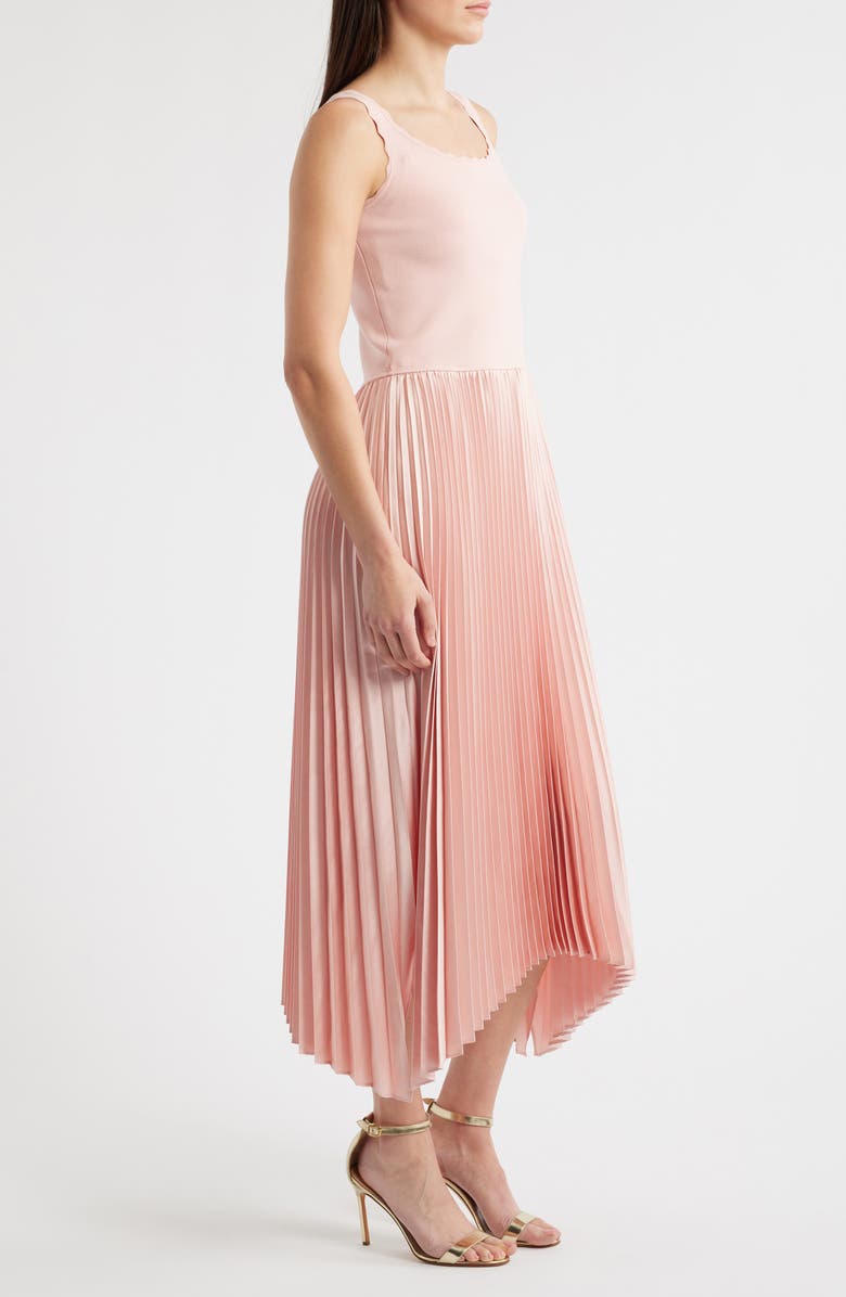 Elie Tahari The Mave Mixed Media Pleated Midi Sweater Dress, Alternate, color, 