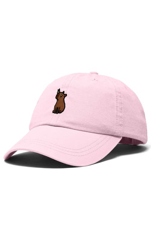 Dalix Capybara Embroidered Everyday Hat In Washed Pink