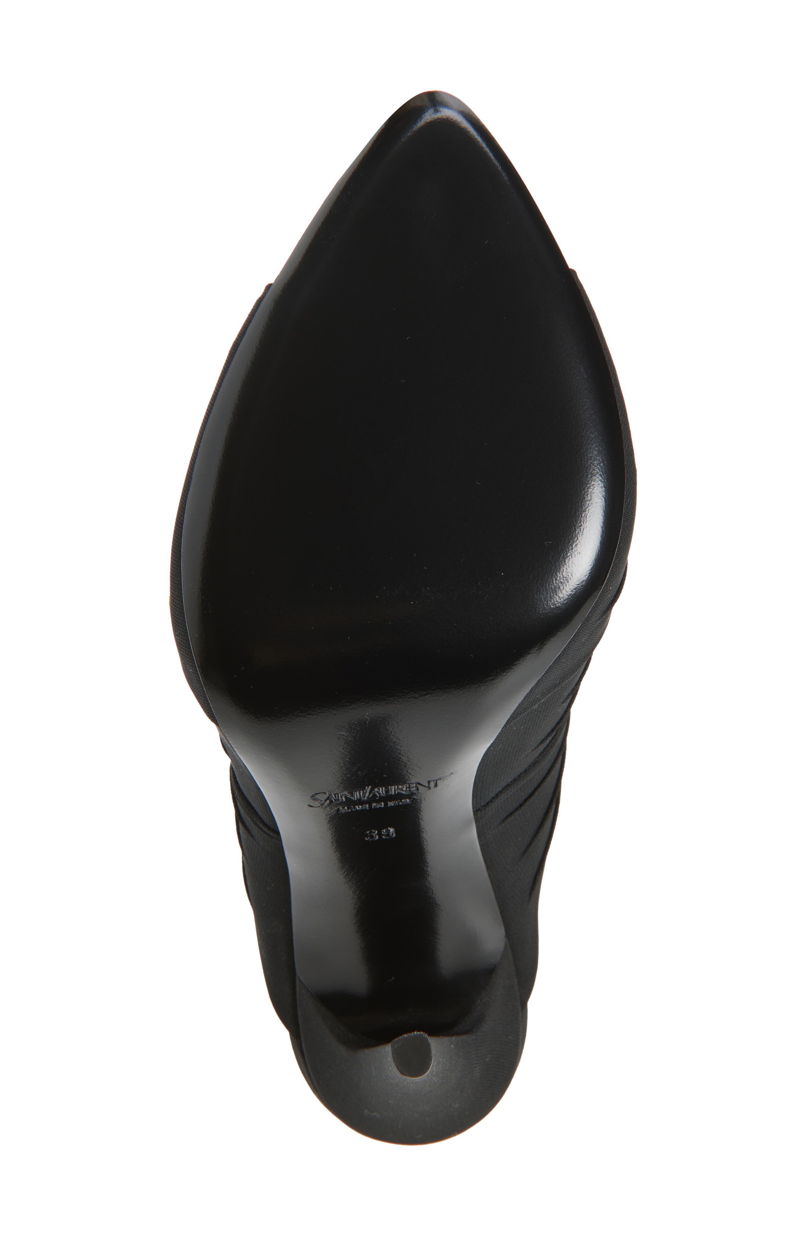 Saint Laurent Emilie Strass Logo Slide Sandal, Alternate, color, Black
