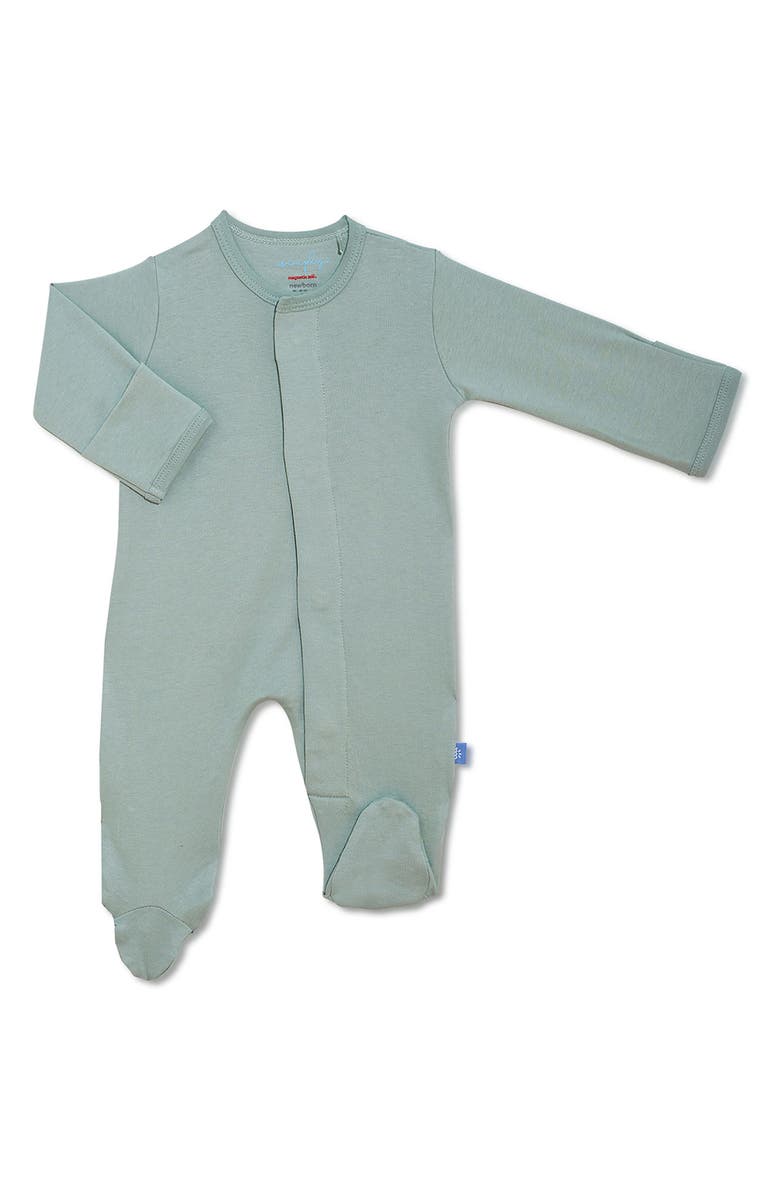 Magnetic Me Simply Magnetic Organic Cotton Footie, Main, color, Sprout Solid