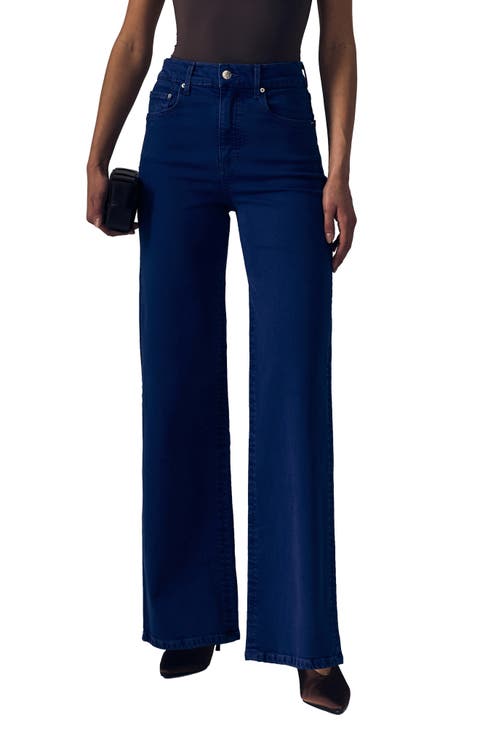 High Waist Wide Leg Column Jeans