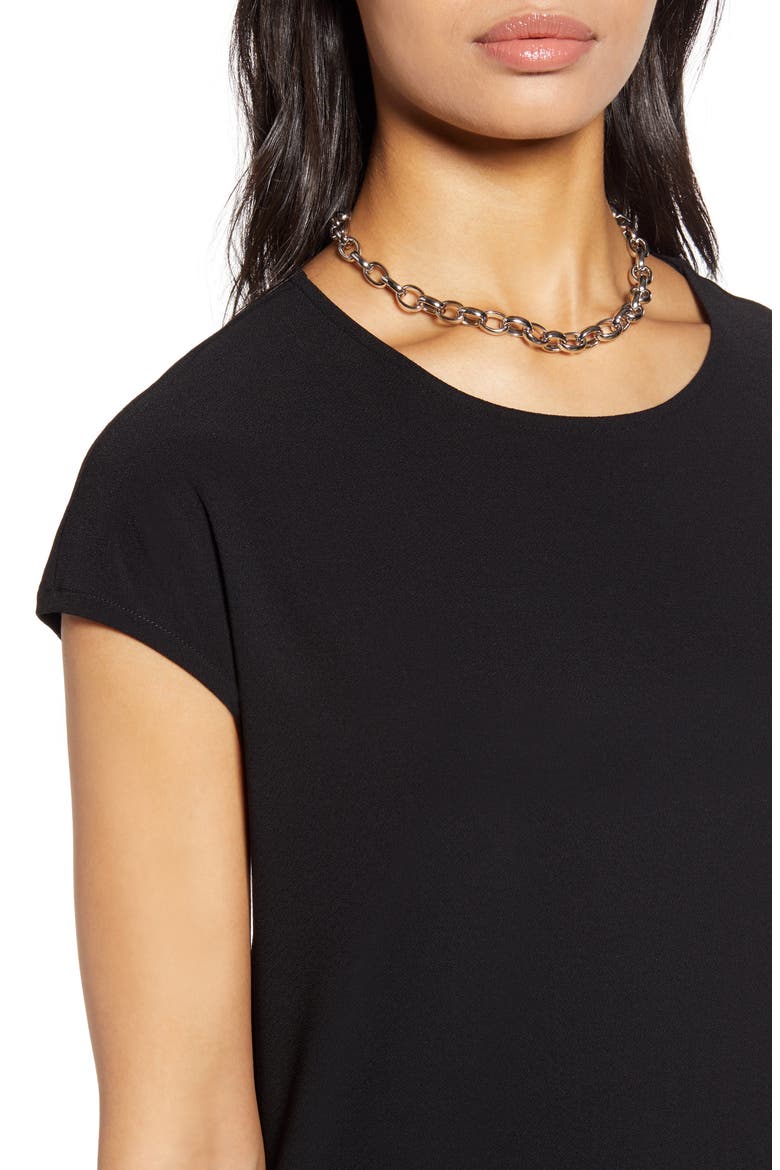 Cap Sleeve Jersey Shift Dress, Alternate, color, BLACK