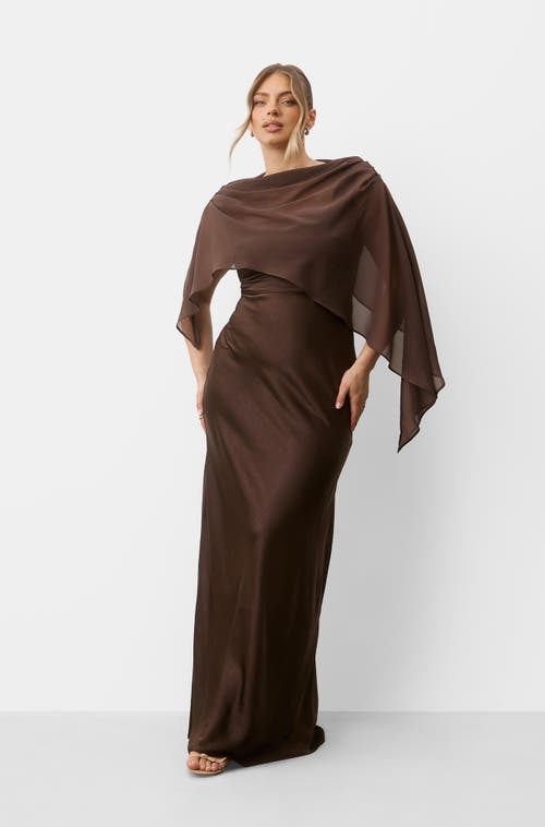 Six Stories Square Neck Satin Bridesmaid Dress in Chocolate at Nordstrom, Size 2