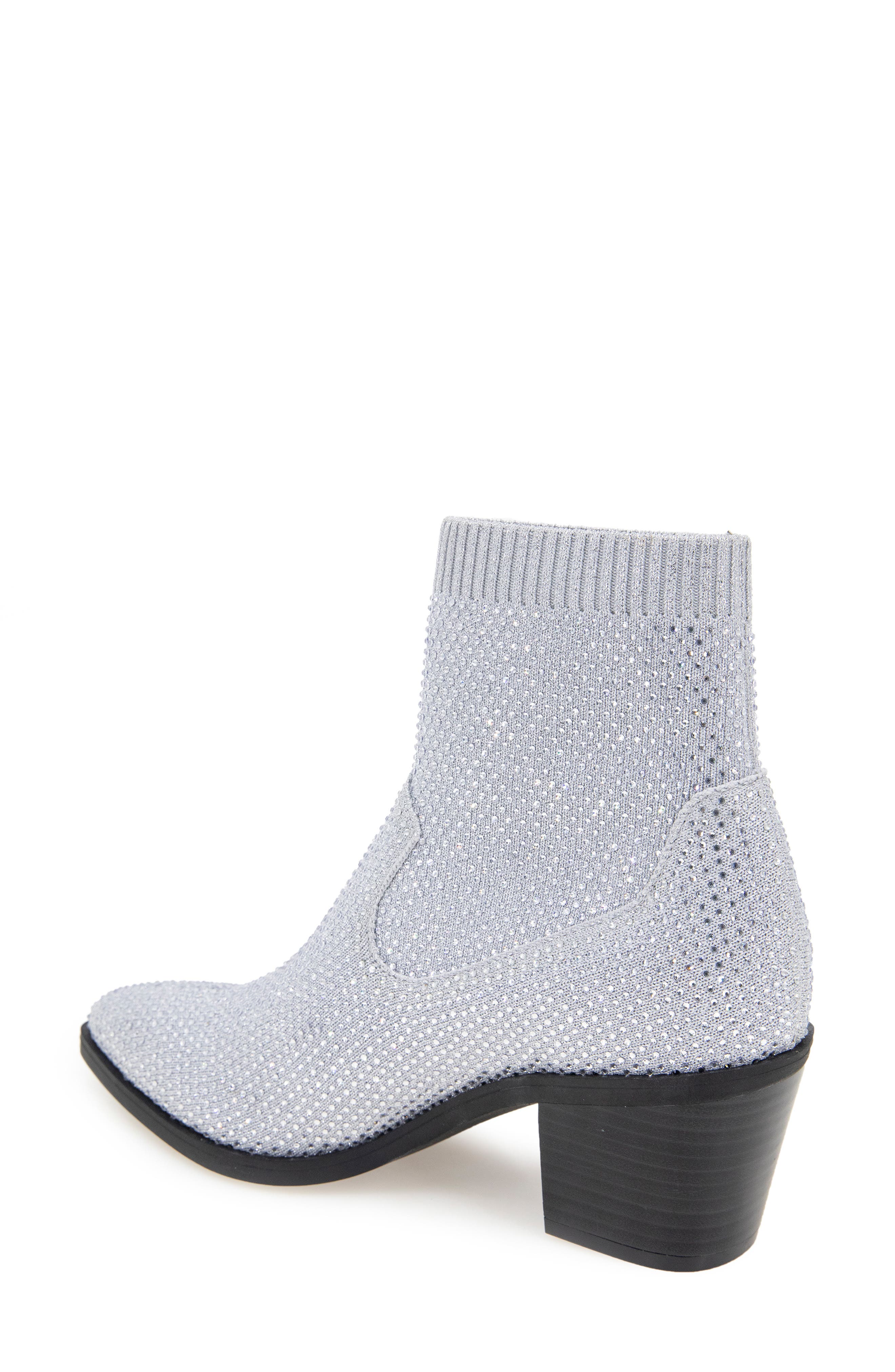 Jess Bejeweled Sock Bootie, Alternate, color, SILVER KNIT
