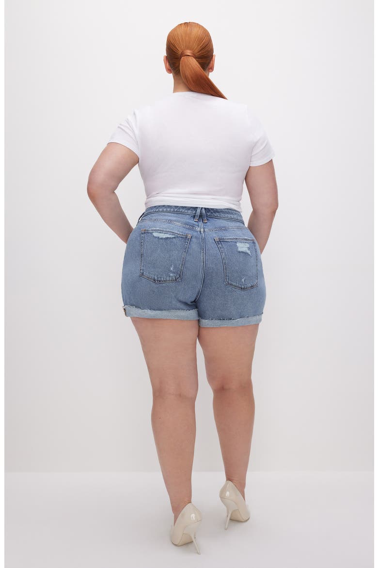 Good Girlfriend Mid Rise Denim Shorts, Alternate, color, INDIGO