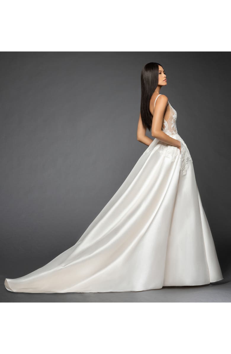 Lazaro Rufina Lace Illusion Bodice Mikado Ballgown, Alternate, color, 