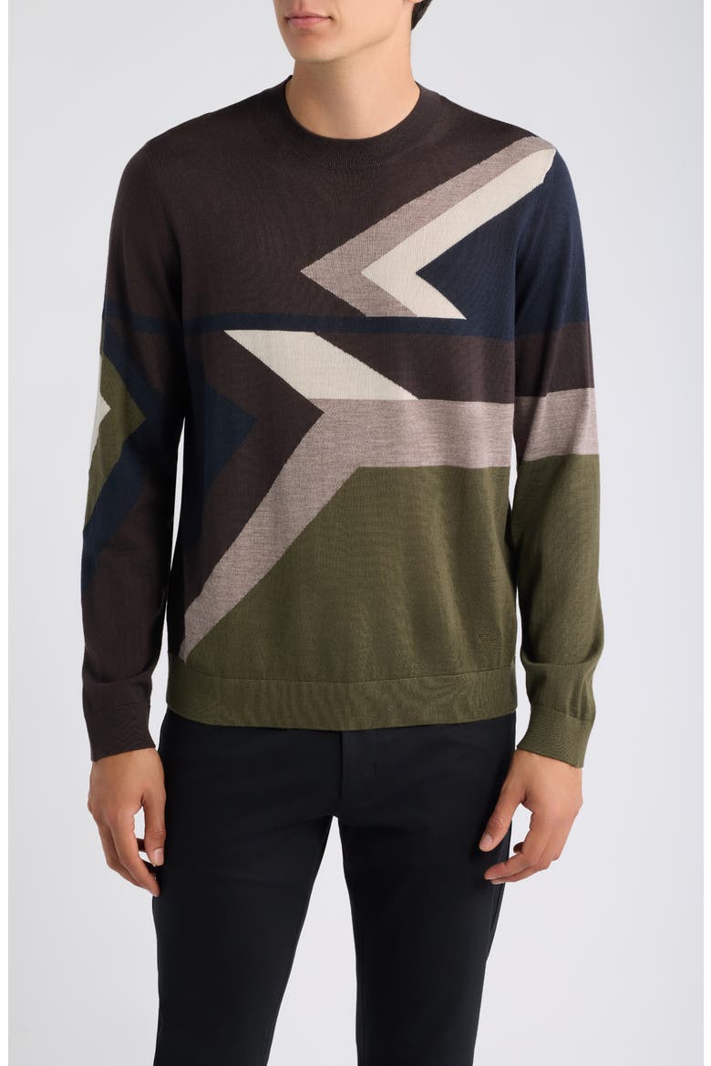Wool Crewneck Sweater, Main, color, BROWN/ GREEN