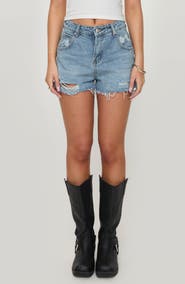 Princess Polly Feels Like Summer Ripped Denim Cutoff Shorts