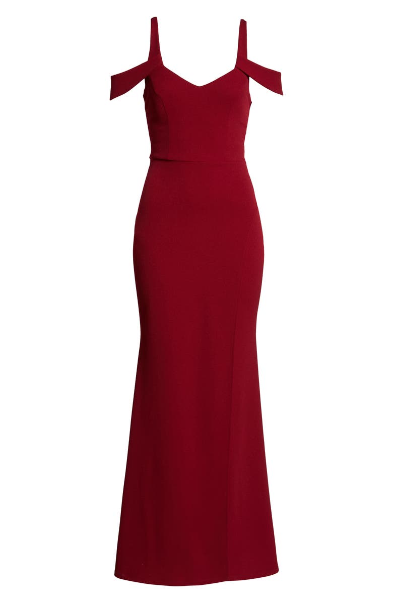 Sequin Hearts Scuba Crepe Cold Shoulder Evening Dress, Alternate, color, 