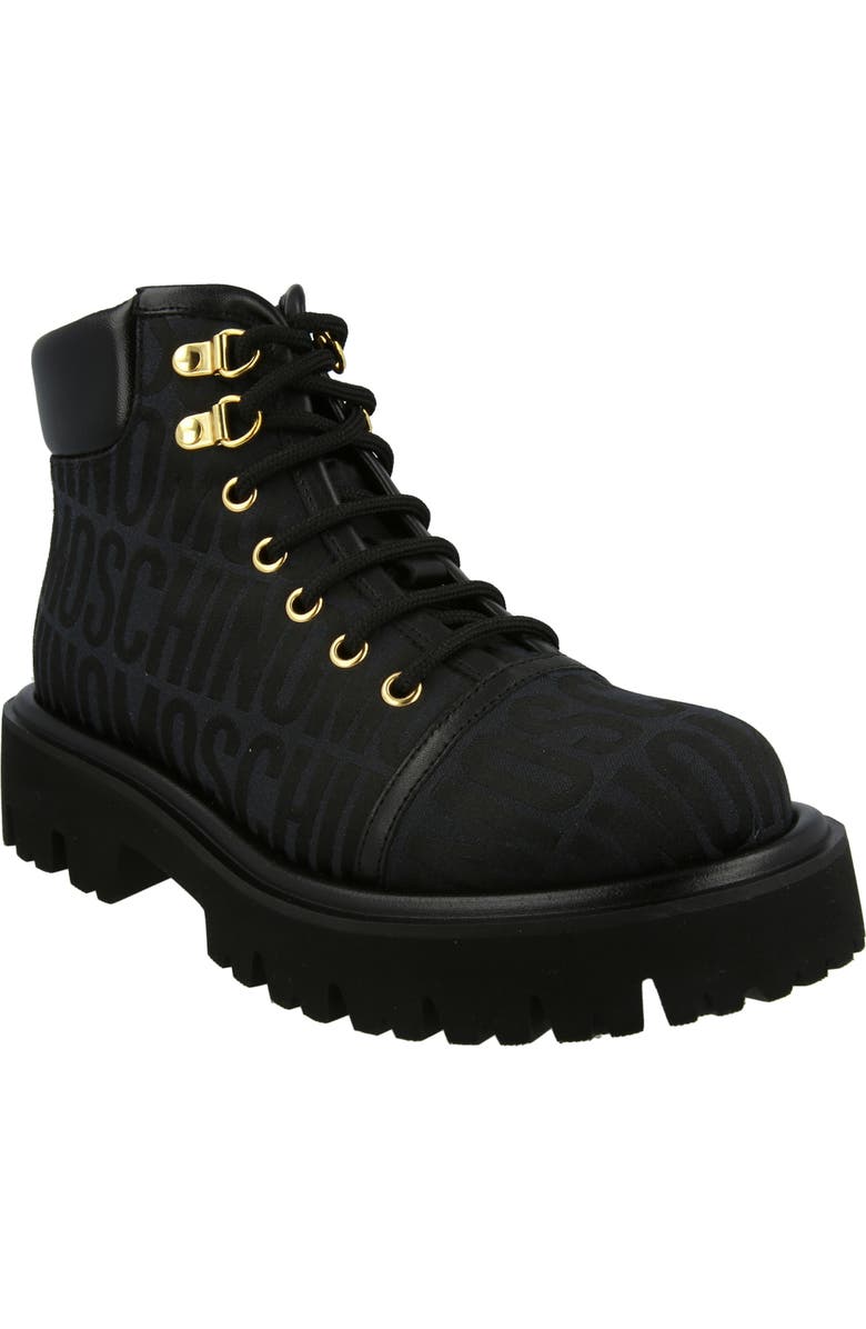 Moschino Lug Sole Lace-Up Boot, Main, color,