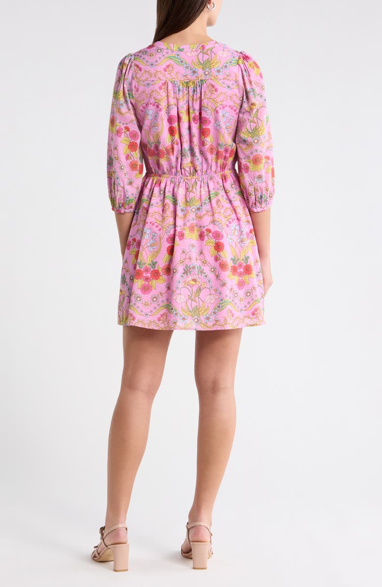 SUGARLIPS Ramsie Floral Print Minidress, Alternate, color, Cream Pink Multi