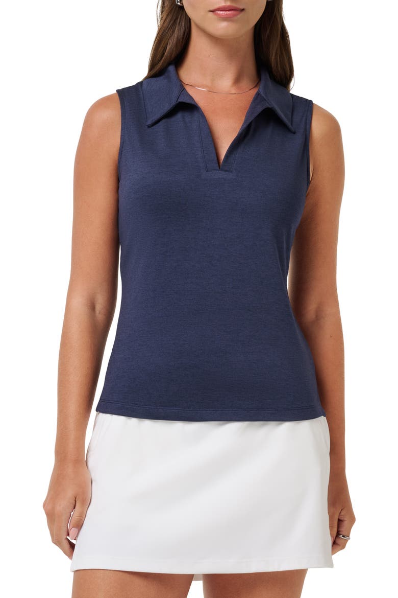 Skyloft Light Sleeveless Polo, Main, color, HEATHER NAVY BLAZER