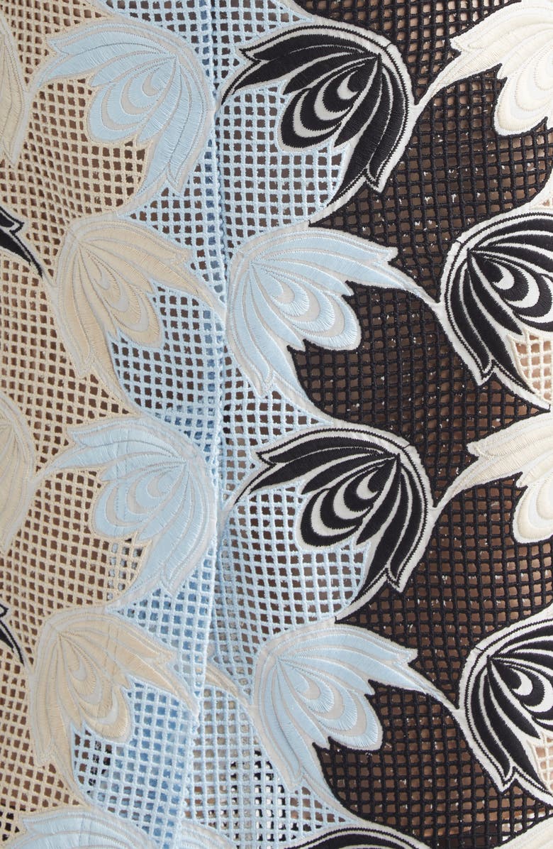 Marni Floral Embroidered Cotton Blend Sheath Dress, Alternate, color, Riw01 Lily White