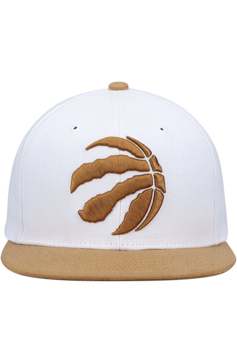 Mitchell & Ness Men's Mitchell & Ness White/Gold Toronto Raptors Hardwood Classics Core Snapback Hat, Alternate, color,