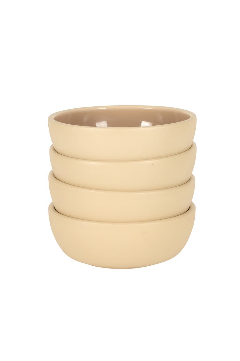 Port Gaia 4-Piece Reactive Glaze Stoneware Cereal Bowl Set, Main, color, Beige