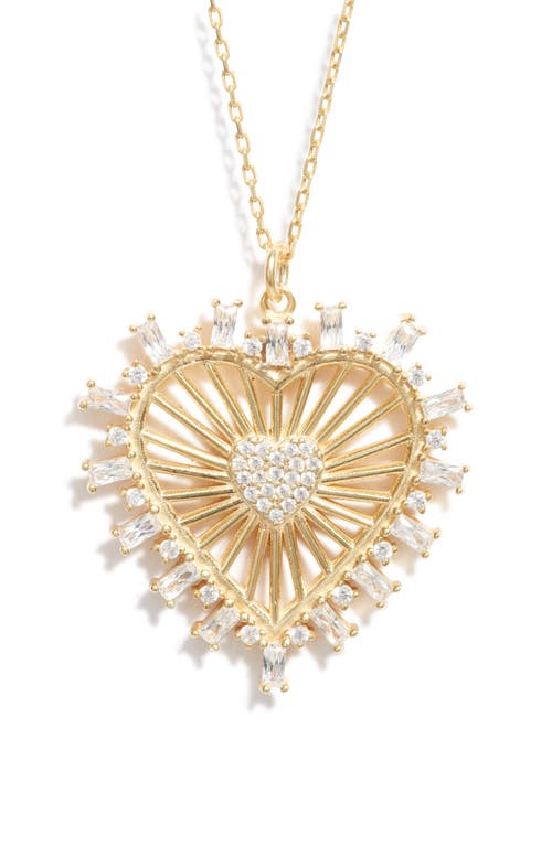 Shymi Cubic Zirconia Heart Pendant Necklace In Gold/white