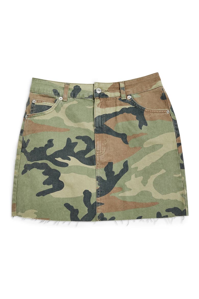 Camouflage Denim Skirt, Alternate, color, GREEN MULTI
