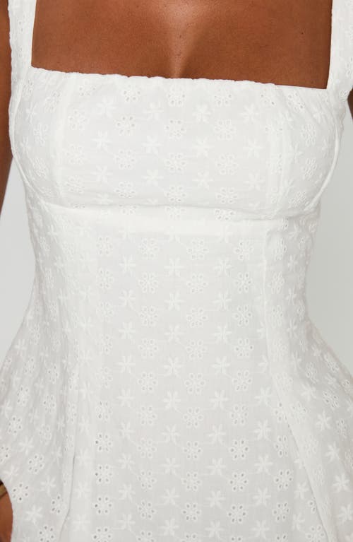 PRINCESS POLLY PRINCESS POLLY XANTHUS EYELET TIE BACK COTTON BLEND MINIDRESS
