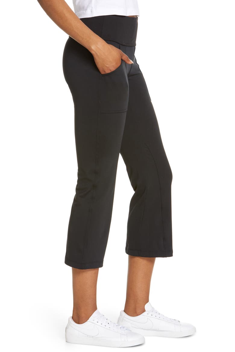 Studio Lite Pocket Kick Flare Crop Pocket Leggings, Alternate, color, BLACK