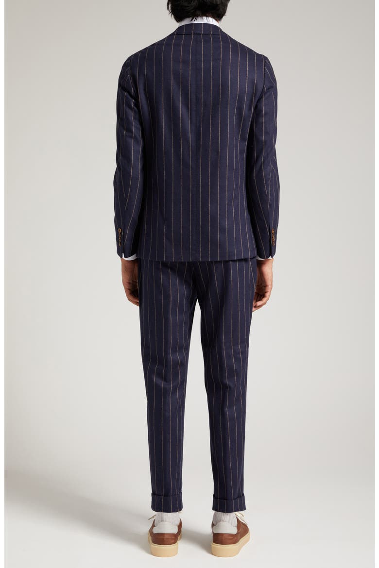 Pinstripe Wool & Cashmere Stretch Flannel Suit, Alternate, color, NAVY