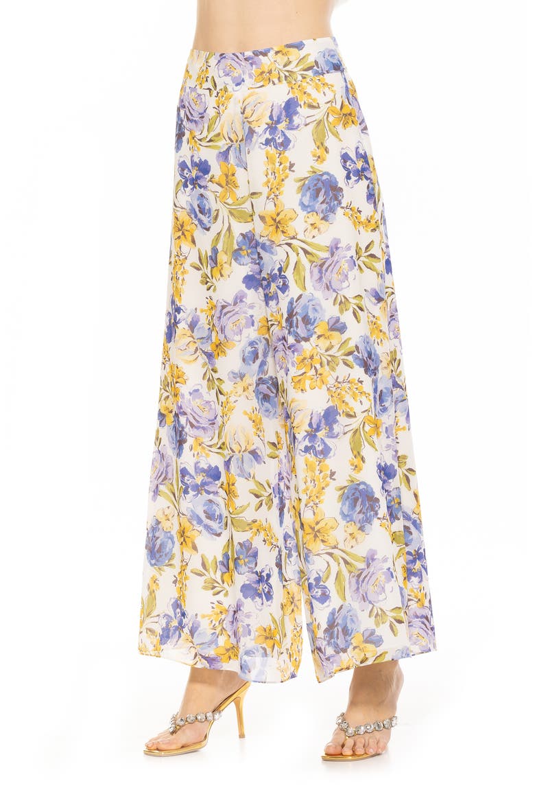 Imogen Floral Chiffon Wide Leg Pants, Alternate, color, GARDEN ROSE
